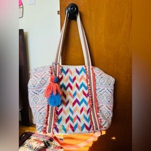 Beautiful embroidered beaded tote and matching wristlet